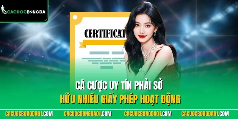 Cá cược uy tín phải sở hữu nhiều giấy phép hoạt động